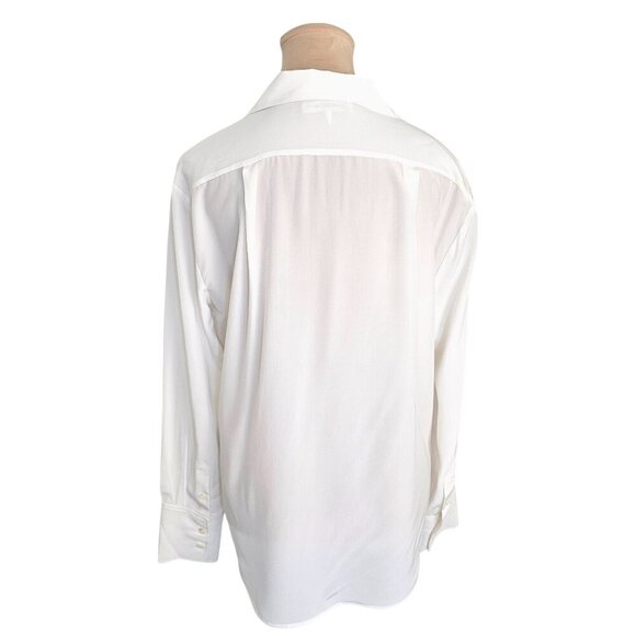 Frame 100% Silk Button Up White Blouse Sz S - Picture 4 of 10